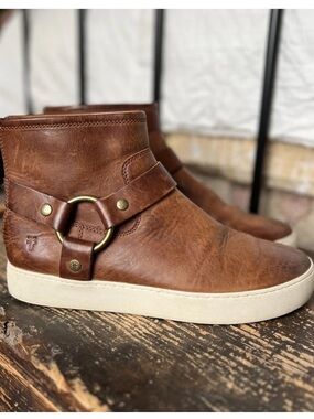 Frye Lena Harness Bootie Size 9 Womens Leather Boots Cognac NEW $298